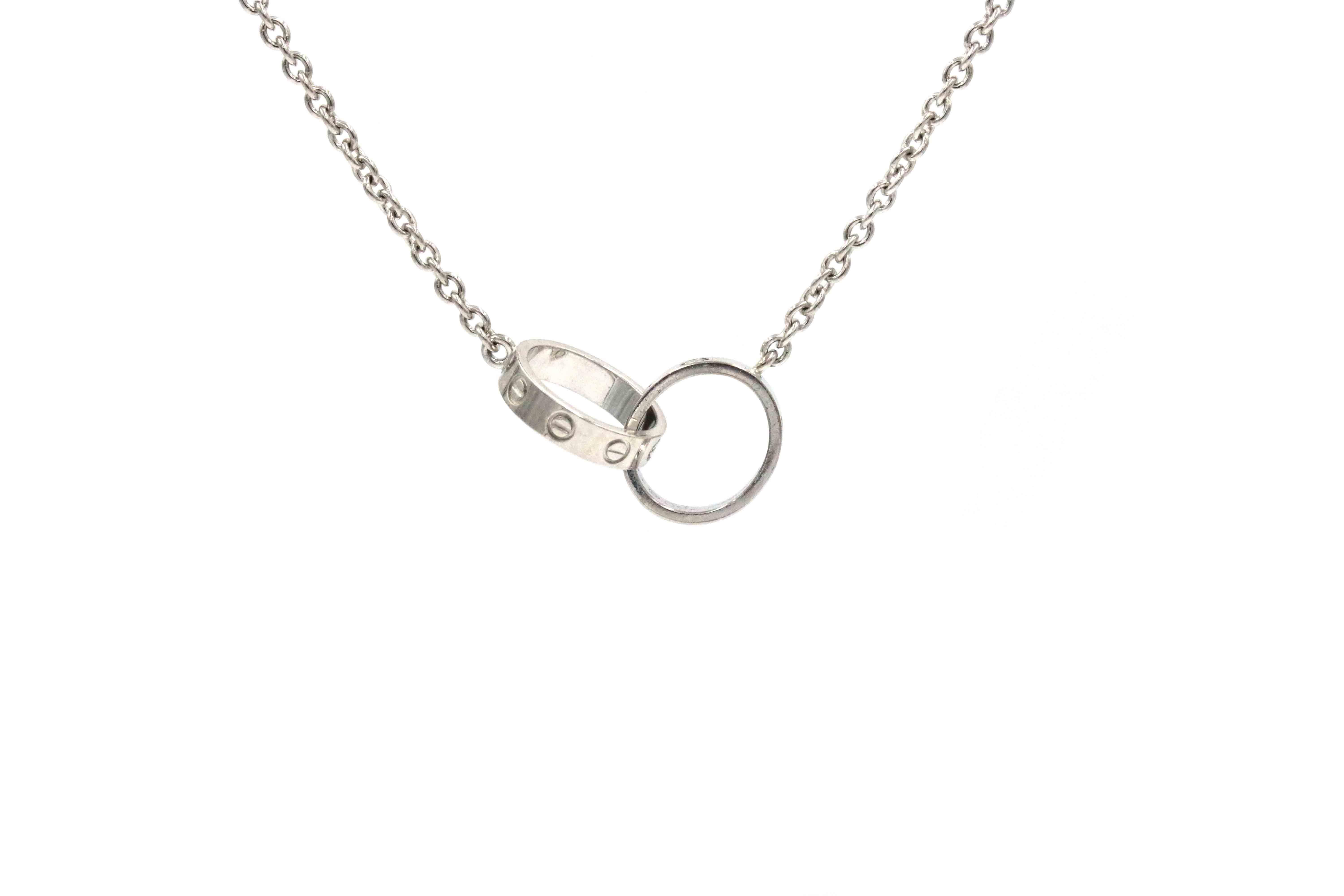 Cartier Baby Love Necklace in 18K White Gold In Excellent Condition For Sale In Naples, FL