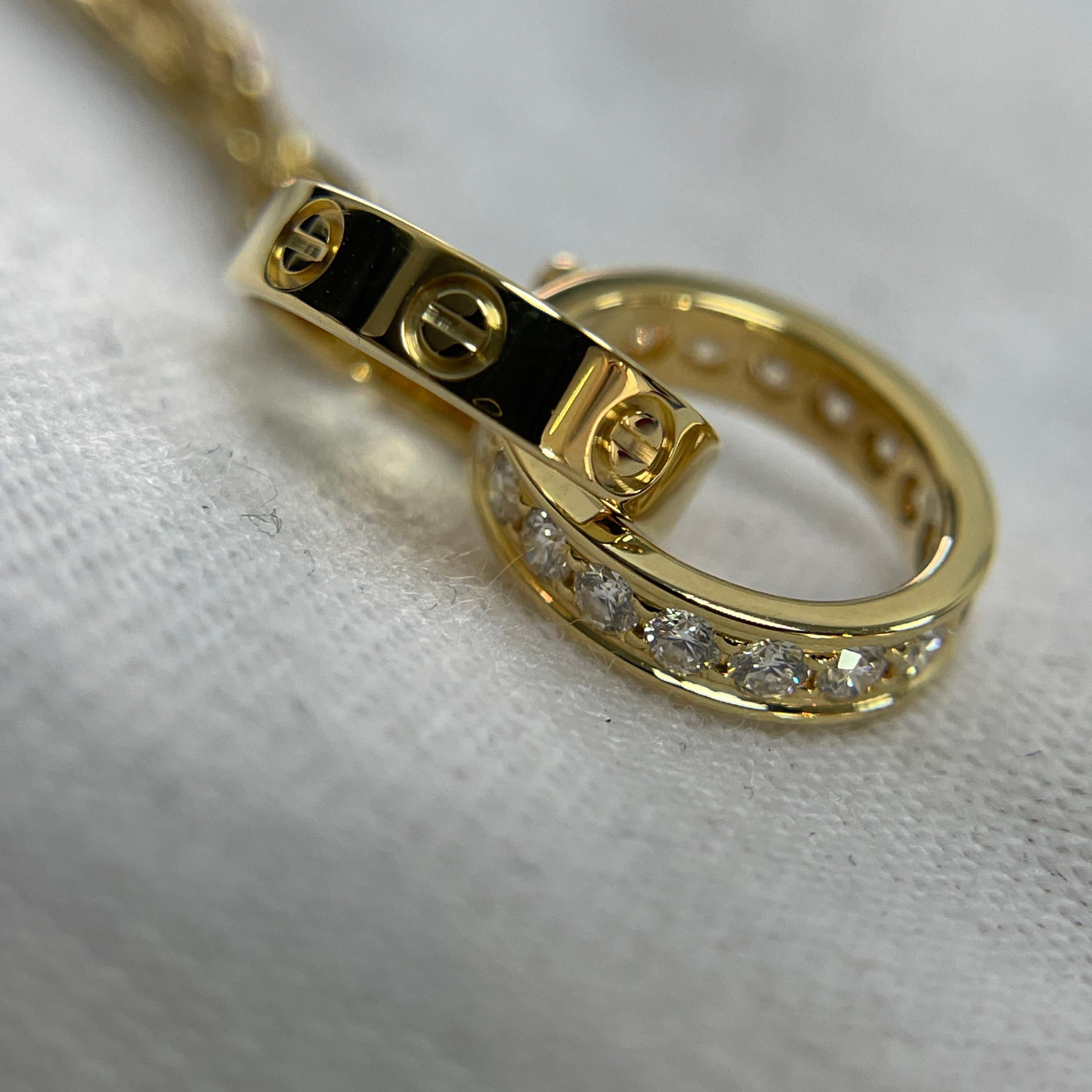 Collar Cartier Baby Love de oro amarillo de 18 quilates con pavé de diamantes entrelazados en venta 8