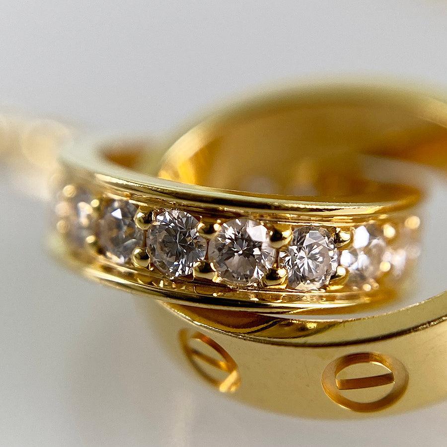 Collar Cartier Baby Love de oro amarillo de 18 quilates con pavé de diamantes entrelazados en venta 2
