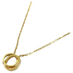 Collier en or jaune 18 carats Baby Love à anneaux entrelacés et pavés de diamants