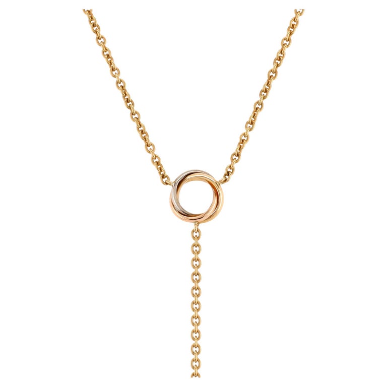 Cartier Baby Trinity Drop Pendant Necklace 18k Tricolor Gold For Sale