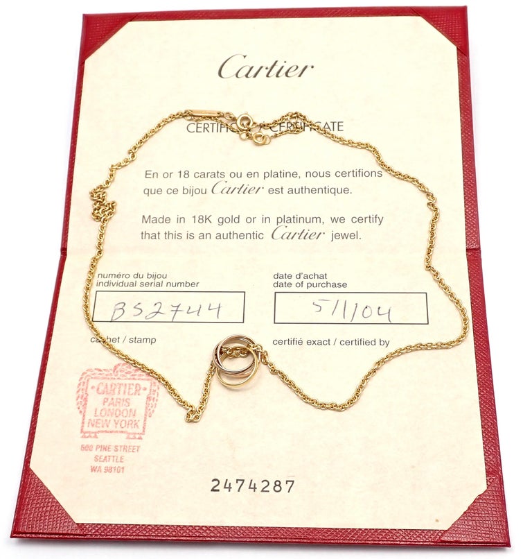 Cartier Baby Trinity TriColor Gold Pendant Necklace at 1stDibs