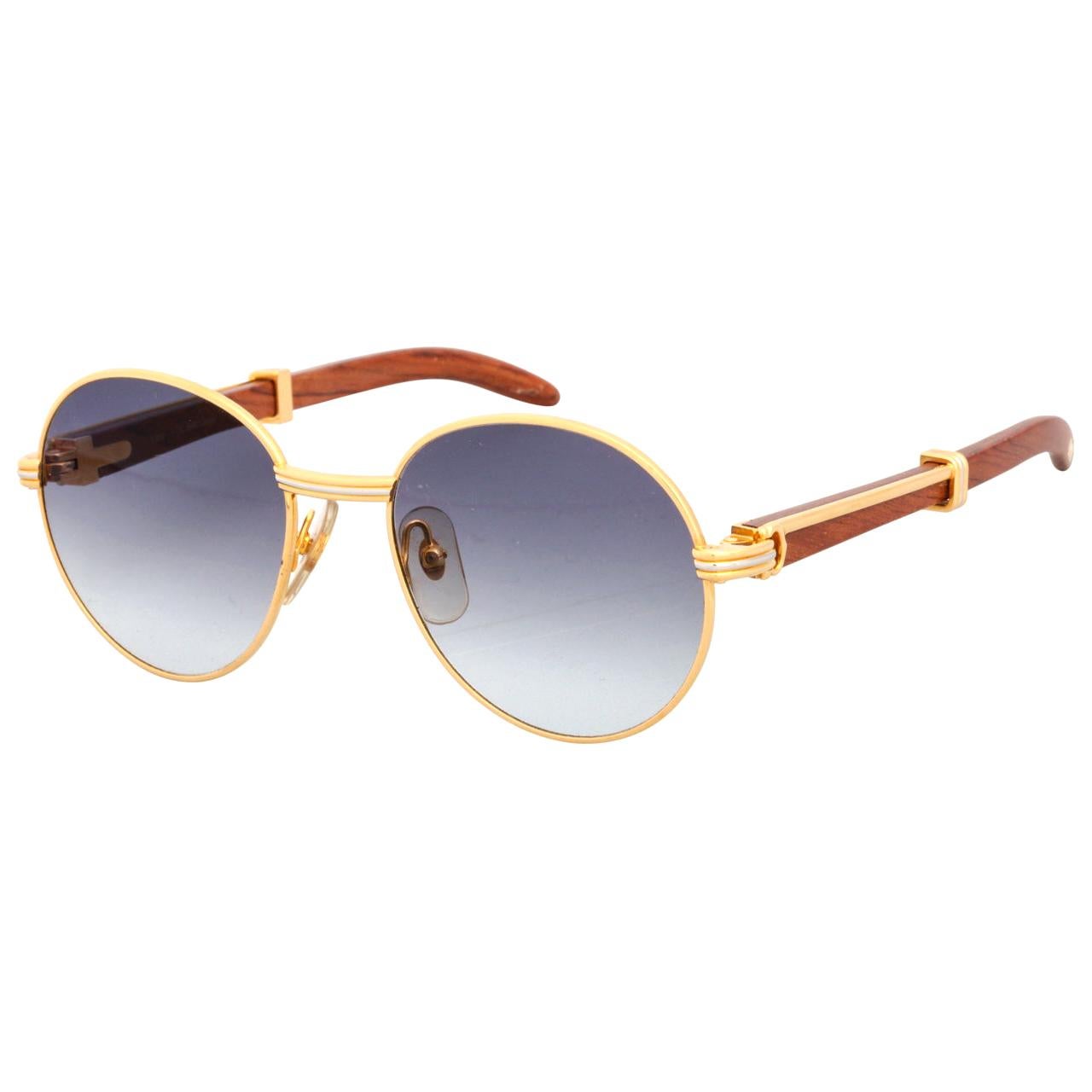 Mint Vintage Cartier Vitesse Black Gold 60mm Gold Plated Sunglasses France  at 1stDibs