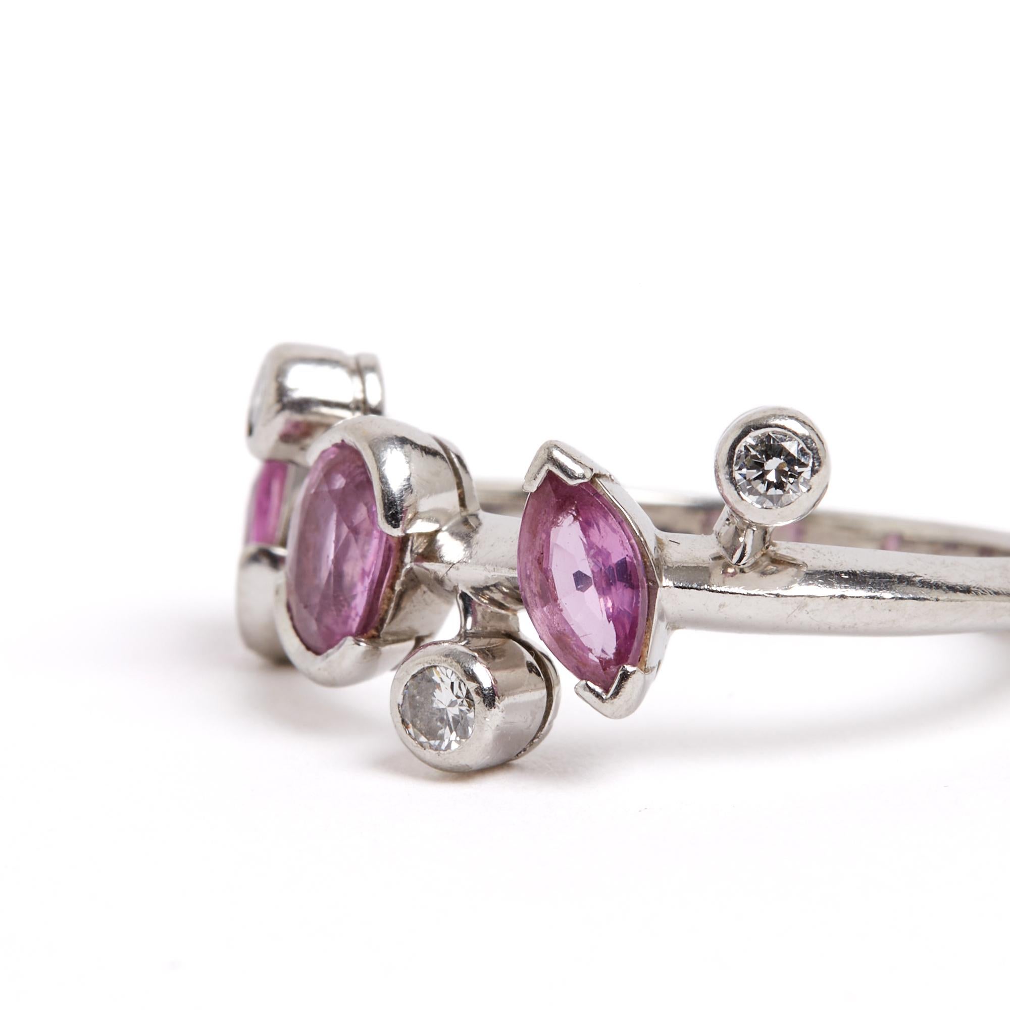 Brilliant Cut Cartier Bague Meli Melo TDD50 Platinum Pink Sapphire Diamond Ring US5.25 For Sale