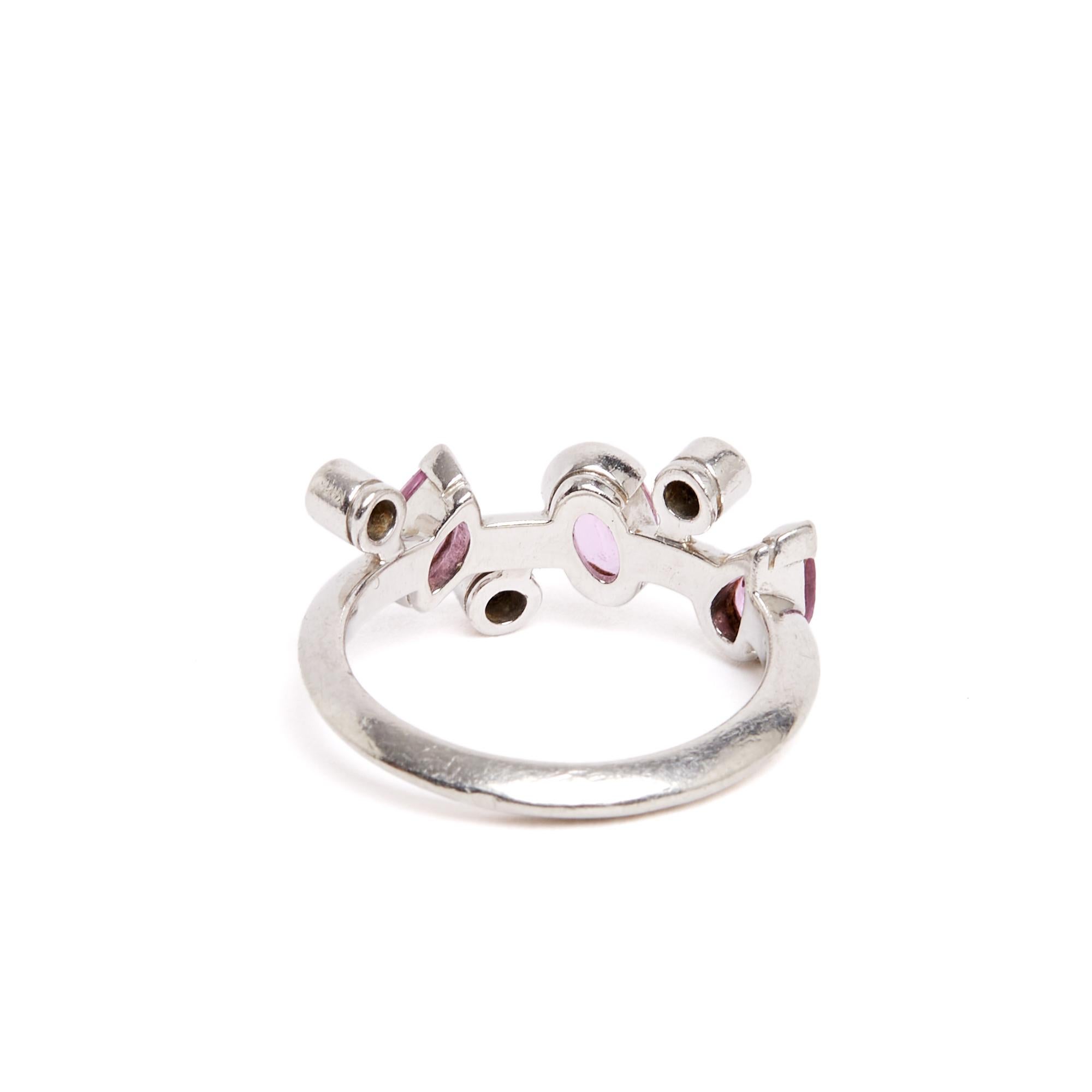 Cartier Bague Meli Melo TDD50 Platinum Pink Sapphire Diamond Ring US5.25 In Excellent Condition For Sale In PARIS, FR