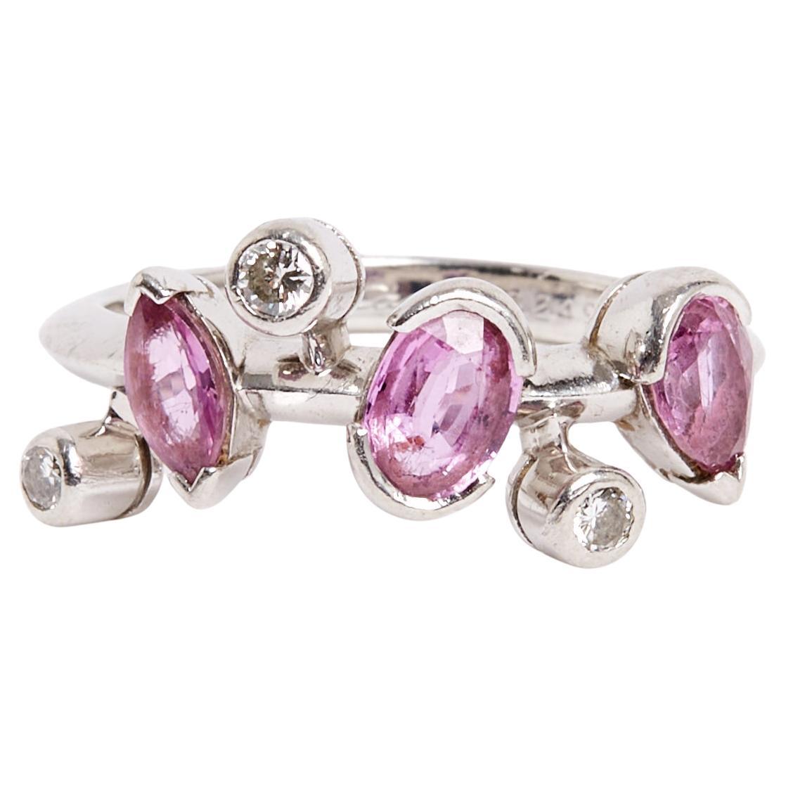 Cartier Bague Meli Melo TDD50 Platinum Pink Sapphire Diamond Ring US5.25 For Sale