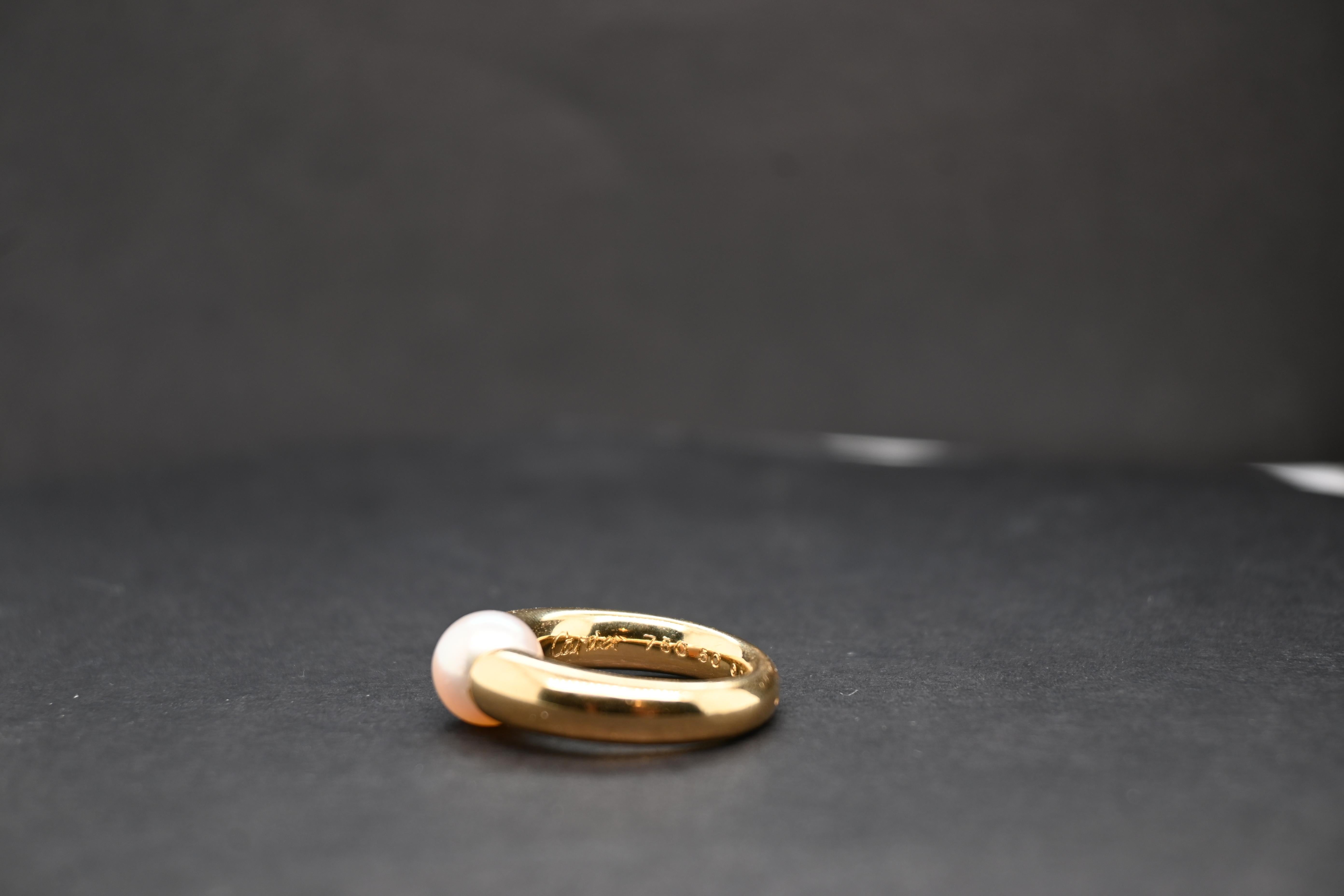 Modern Cartier Bague OR Jaune 18 Carats Perle Blanche