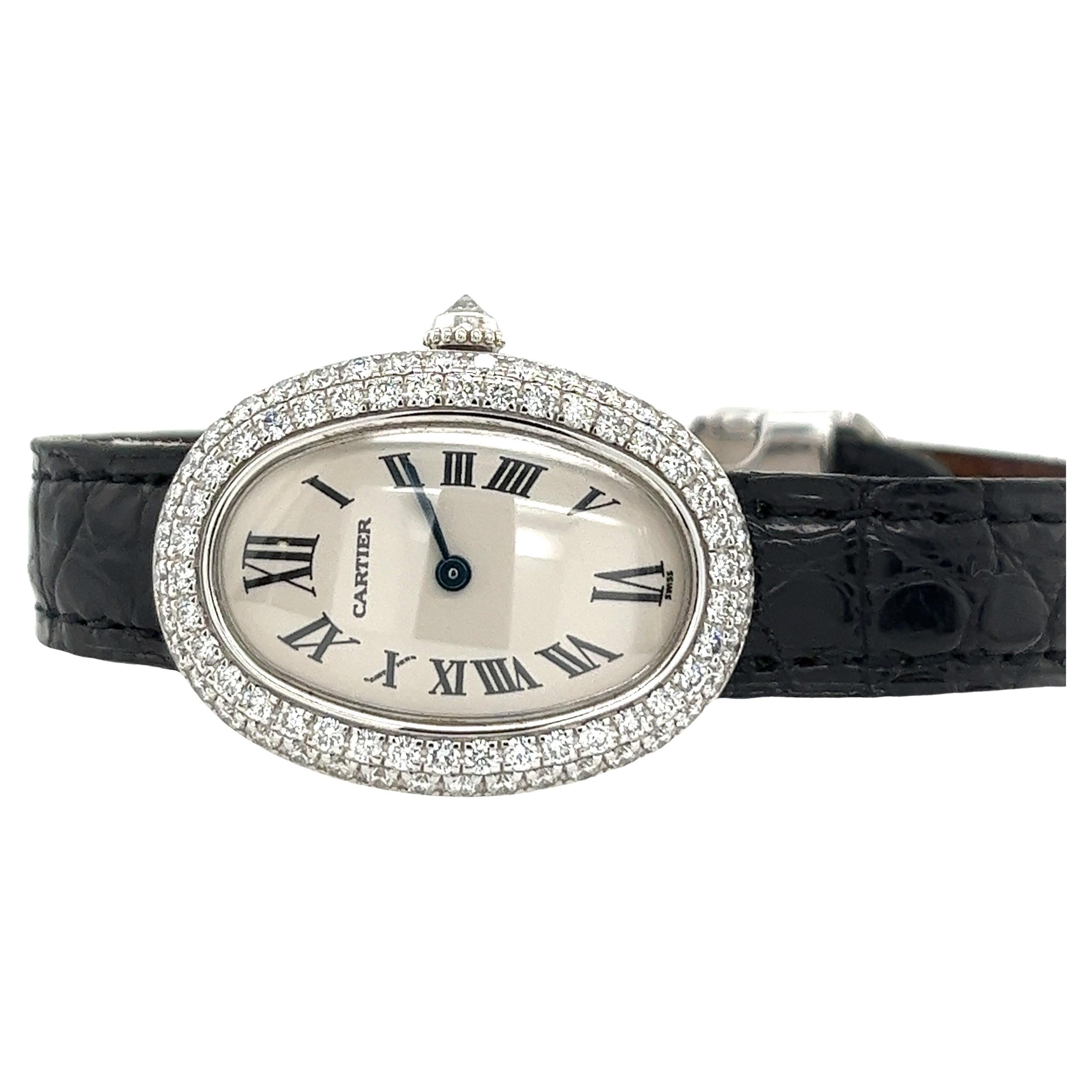 Cartier Baignoire 18ct White Gold Diamond Set Ladies Watch