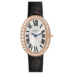 Cartier Baignoire 18k Rose Gold Diamond Bezel Ladies Watch WB52000