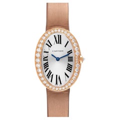 Cartier Baignoire 18K Rose Gold Diamond Ladies Watch WB520004 Box Card