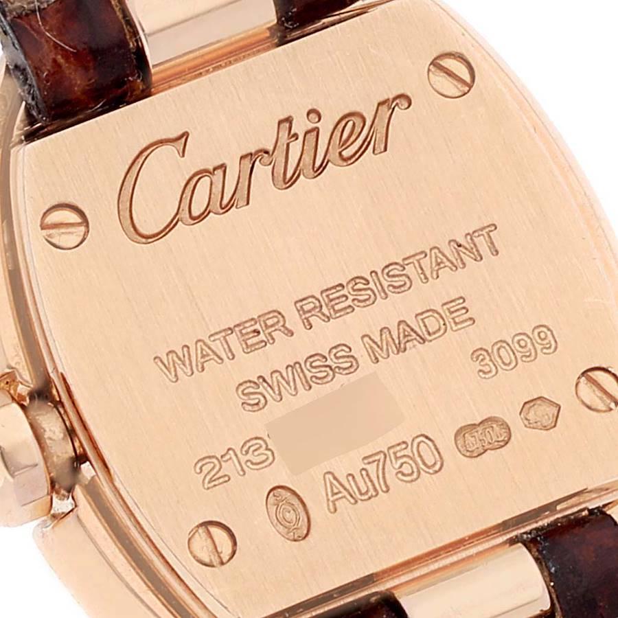Cartier Baignoire 18K Rose Gold Diamond Ladies Watch Wb520028 Box Papers In Excellent Condition For Sale In Atlanta, GA