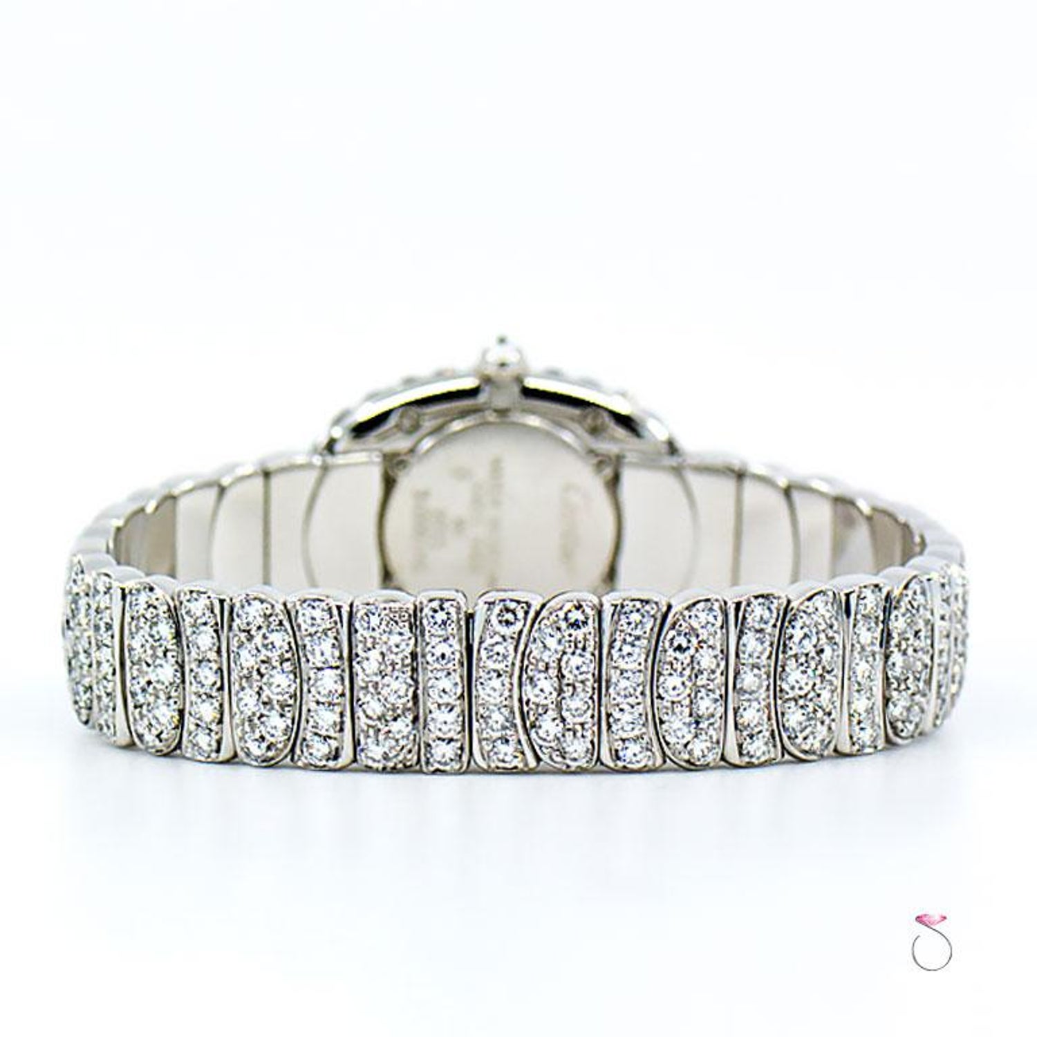 Cartier Baignoire 18K WG Factory Diamond Case and Bracelet Ladies Watch.  Ref. 1955 For Sale at 1stdibs