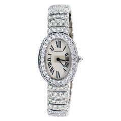 Cartier Baignoire 18K WG Factory Diamond Case & Bracelet Ladies Watch. Ref. 1955