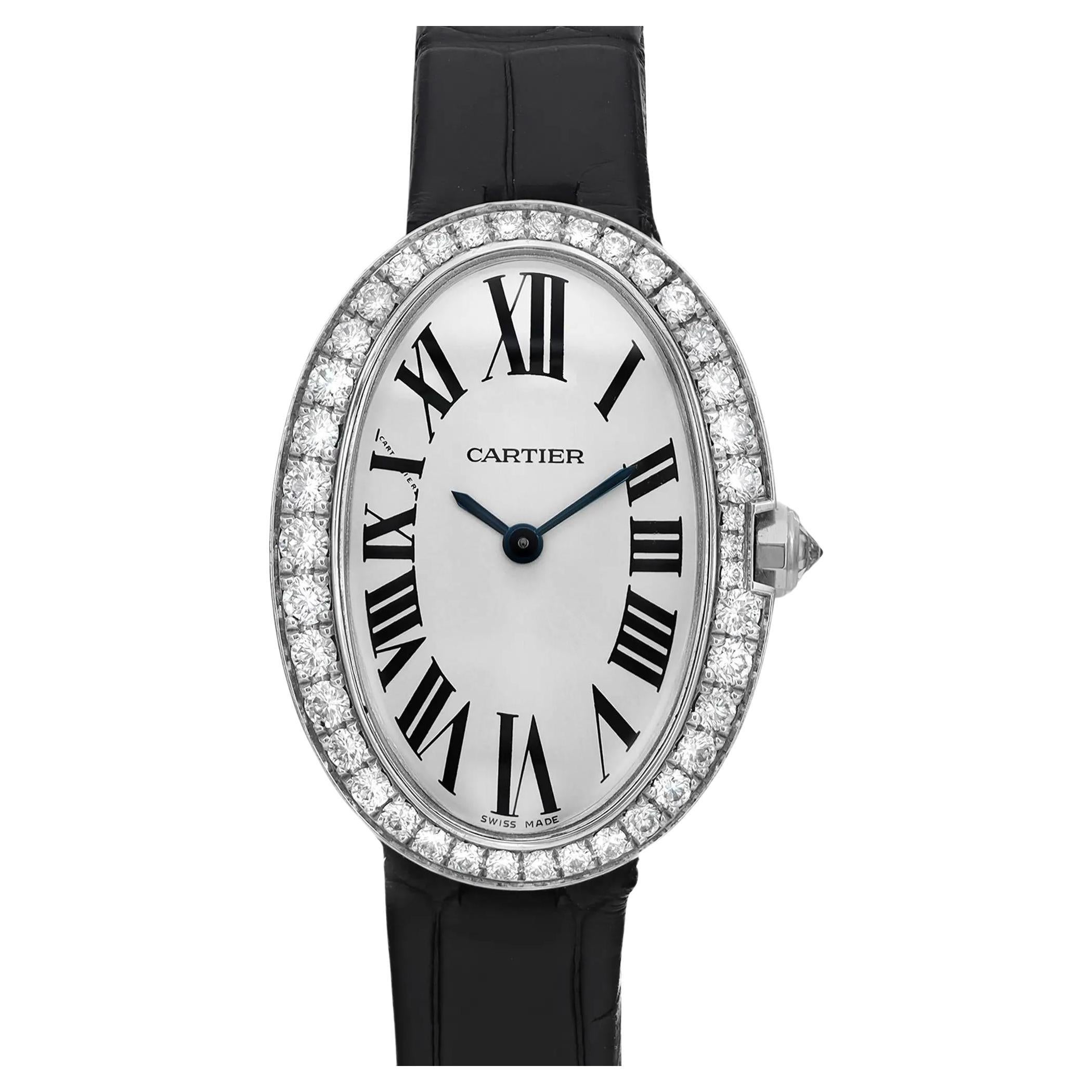 Montre Femme Cartier Baignoire Or blanc 18K Diamant Cadran Argent 3065