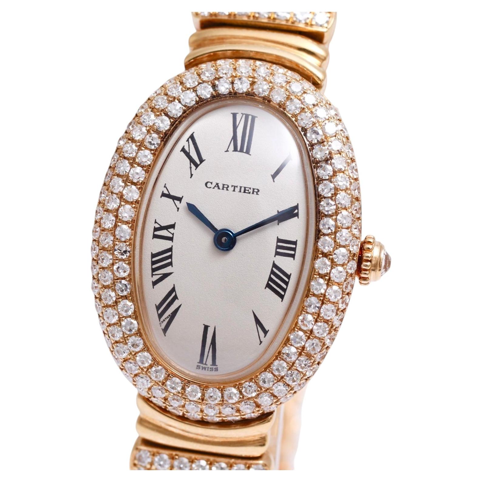Reloj Cartier Baignoire de cuarzo con diamantes engastados, de oro amarillo de 18 quilates
