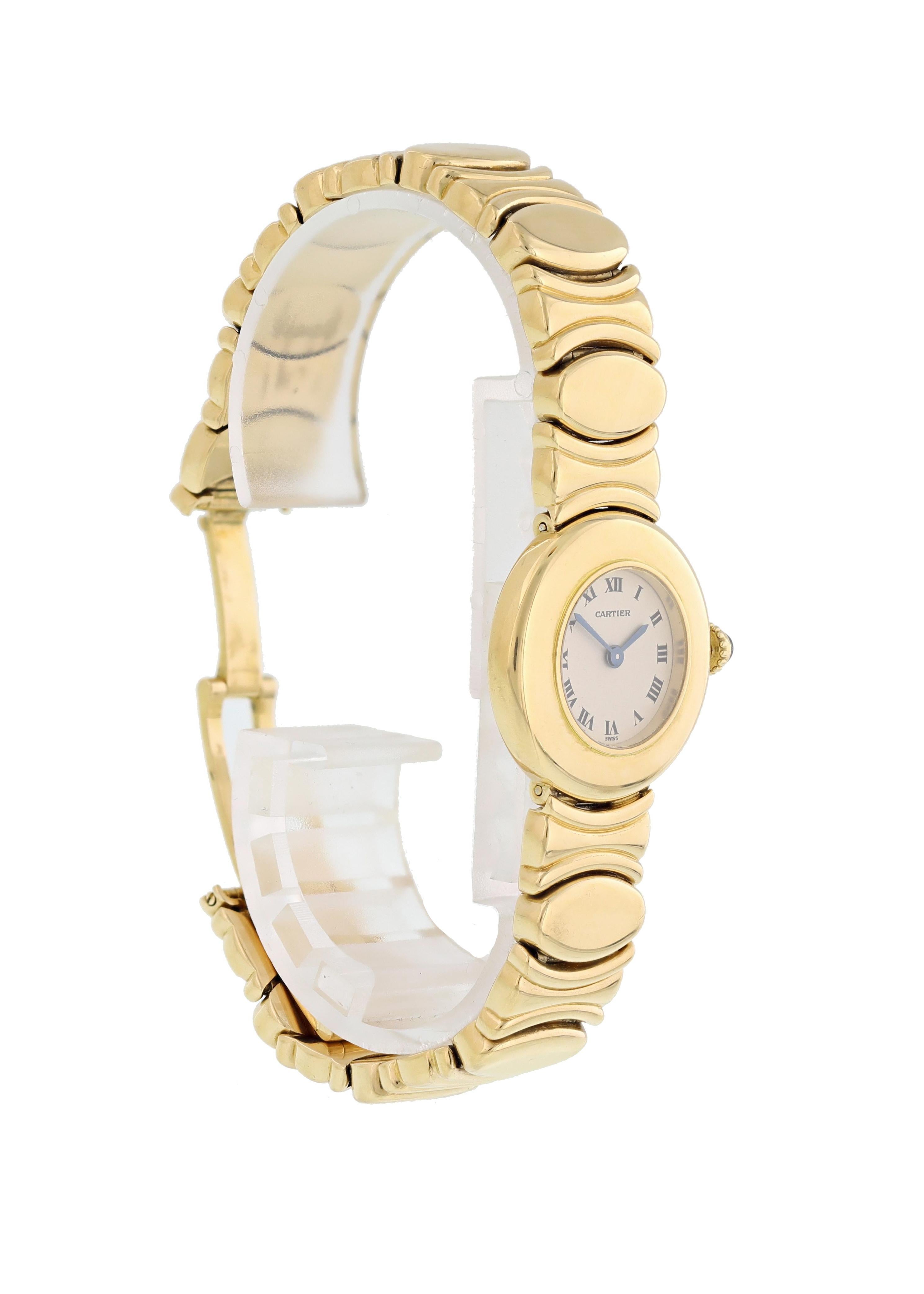 Cartier Baignoire 18 Karat Yellow Gold Ladies Watch In Excellent Condition For Sale In New York, NY