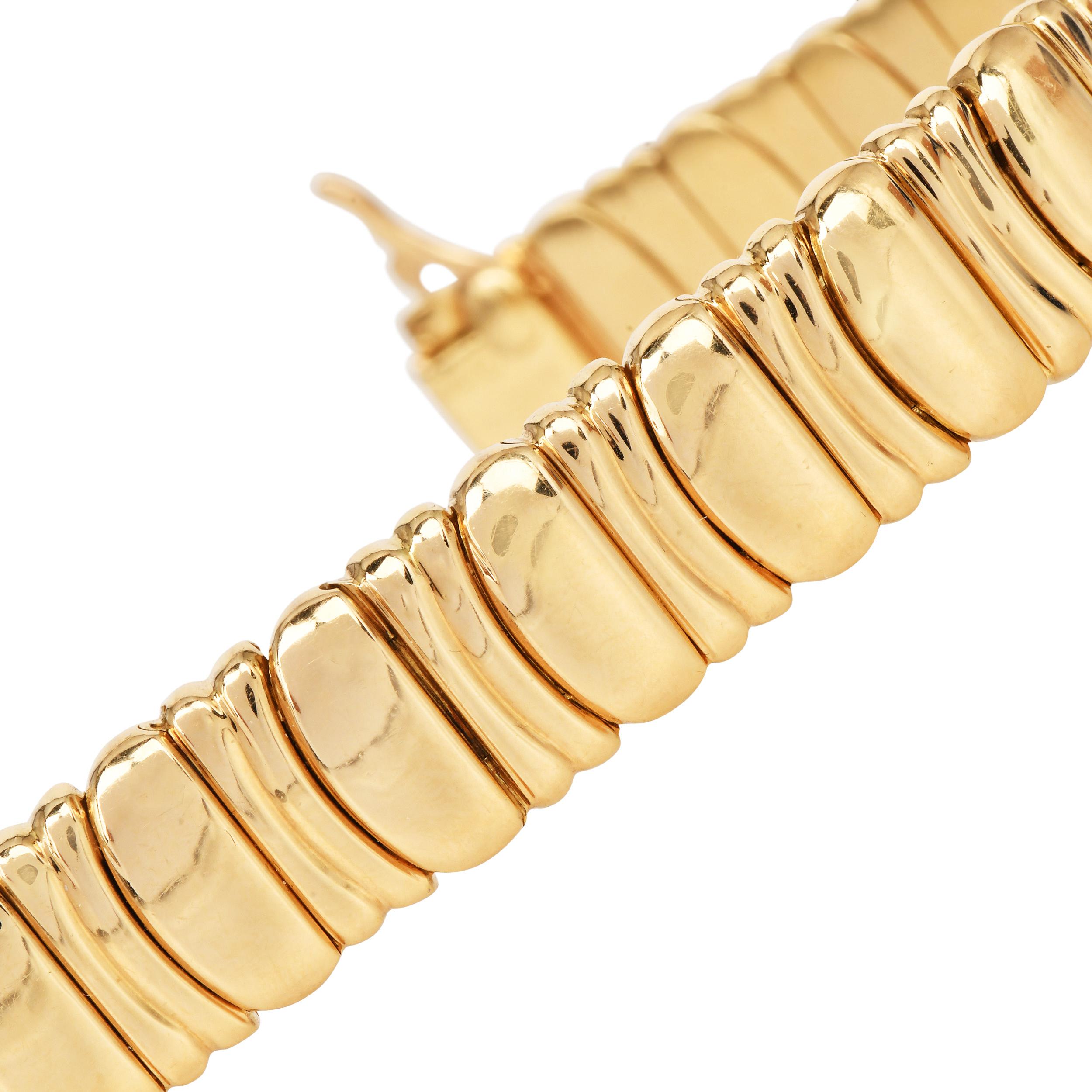 Femenino o masculino Cartier Baignoire Pulsera de eslabones de oro amarillo de 18 quilates 70 gramos en venta