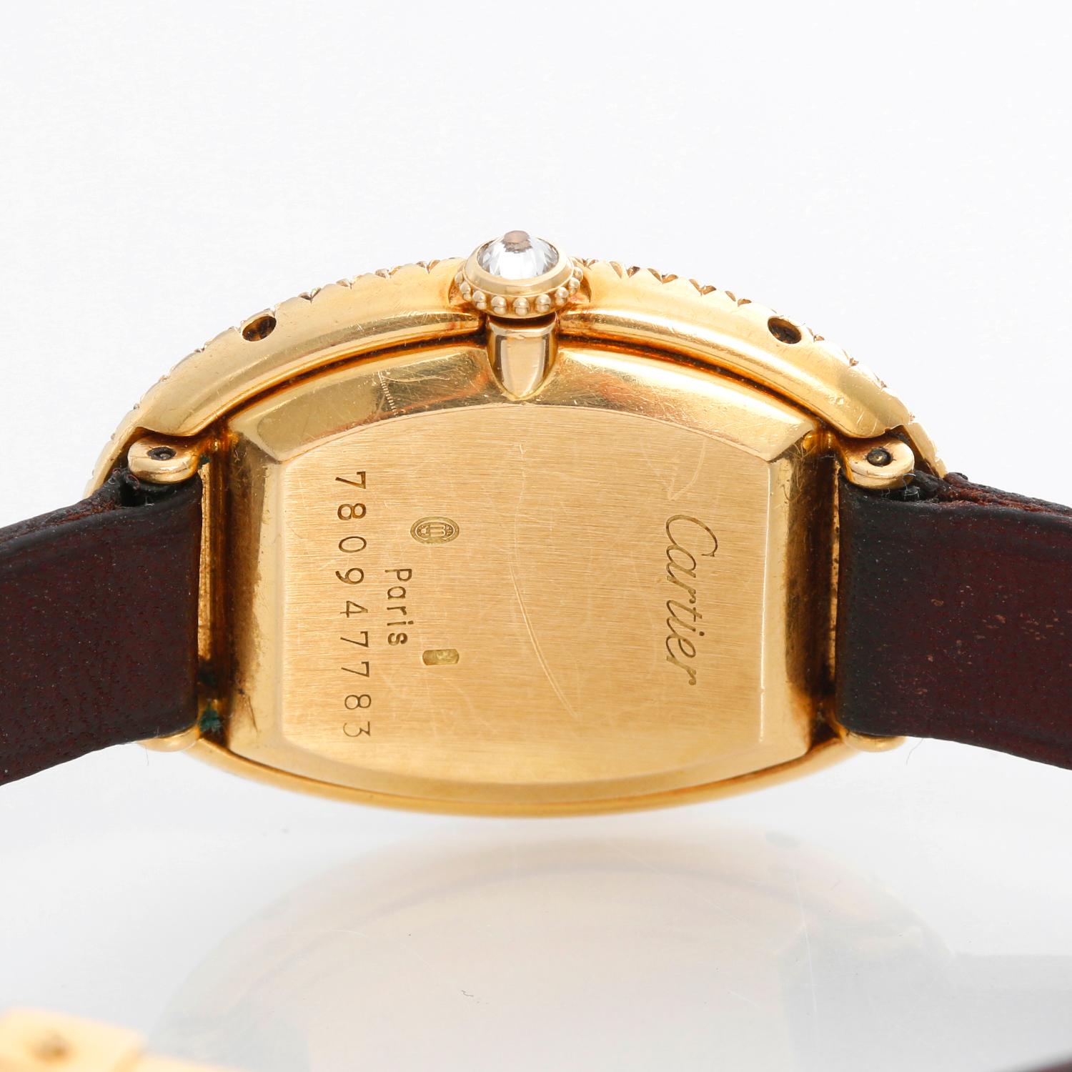Women's Cartier Baignoire 18 Karat Gold Pavé Diamond Watch, Manual, 18 Karat Yellow gold