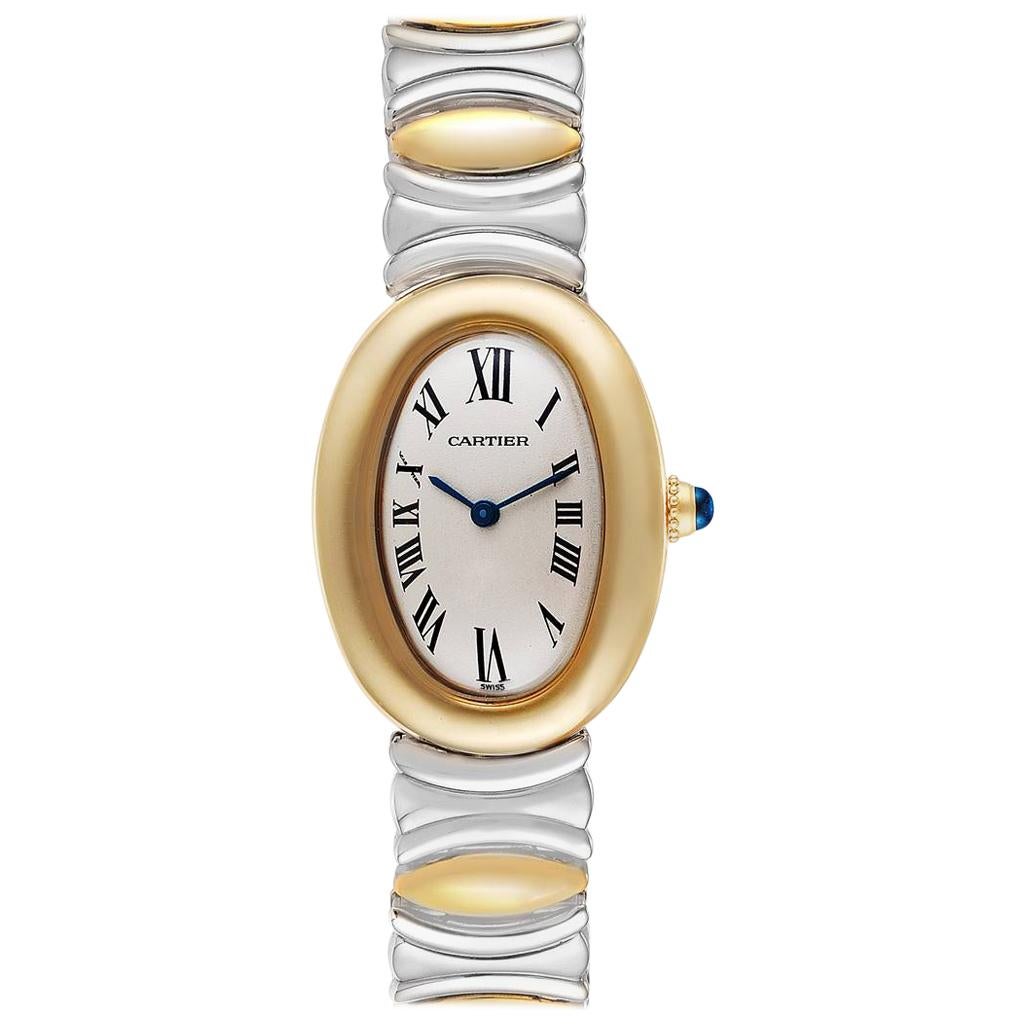 Cartier Baignoire 18 Karat Yellow Gold Steel Ladies Watch W15045D8