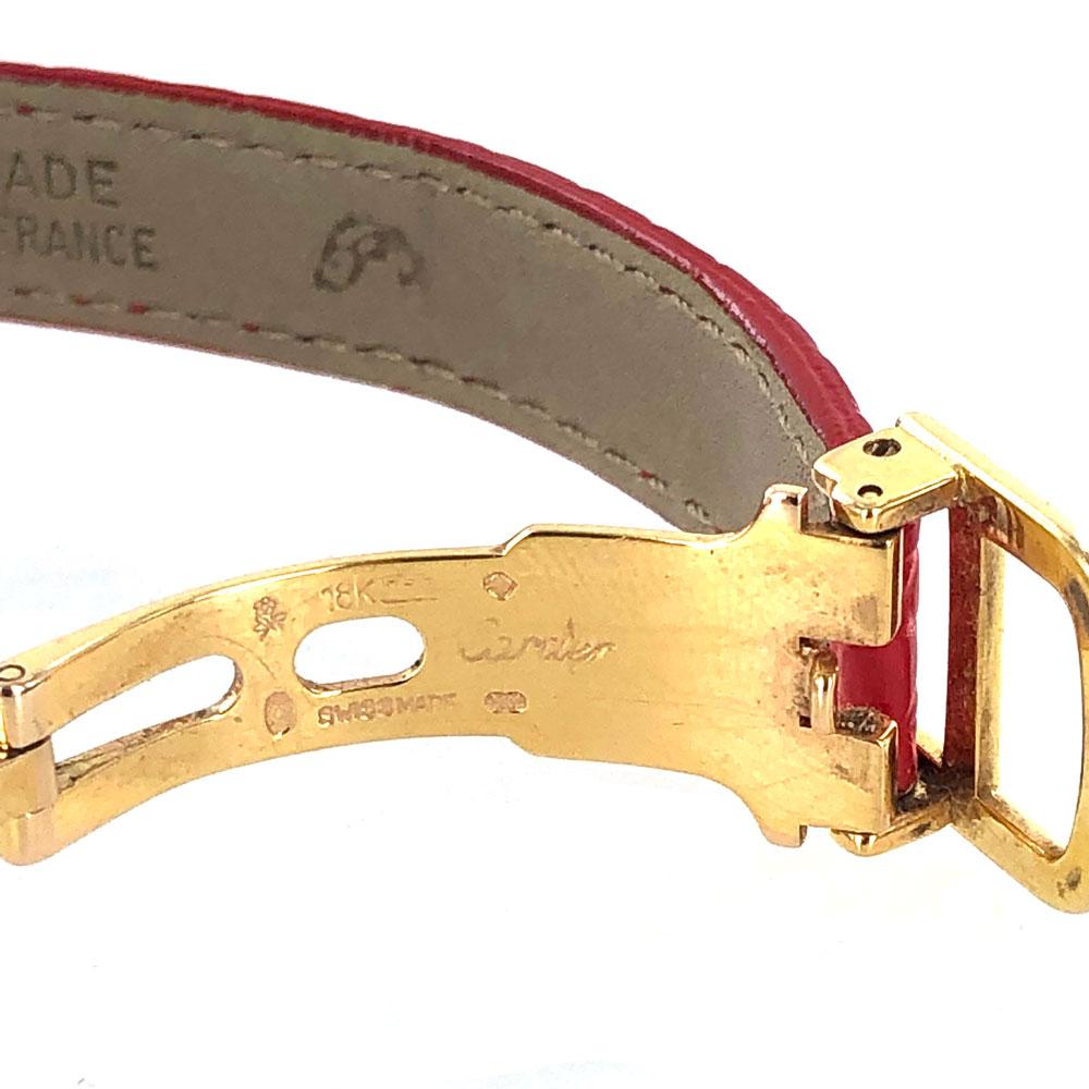 Cartier Baignoire 1920 2-Row Diamond Bezel 18 Karat Yellow Gold Watch 1