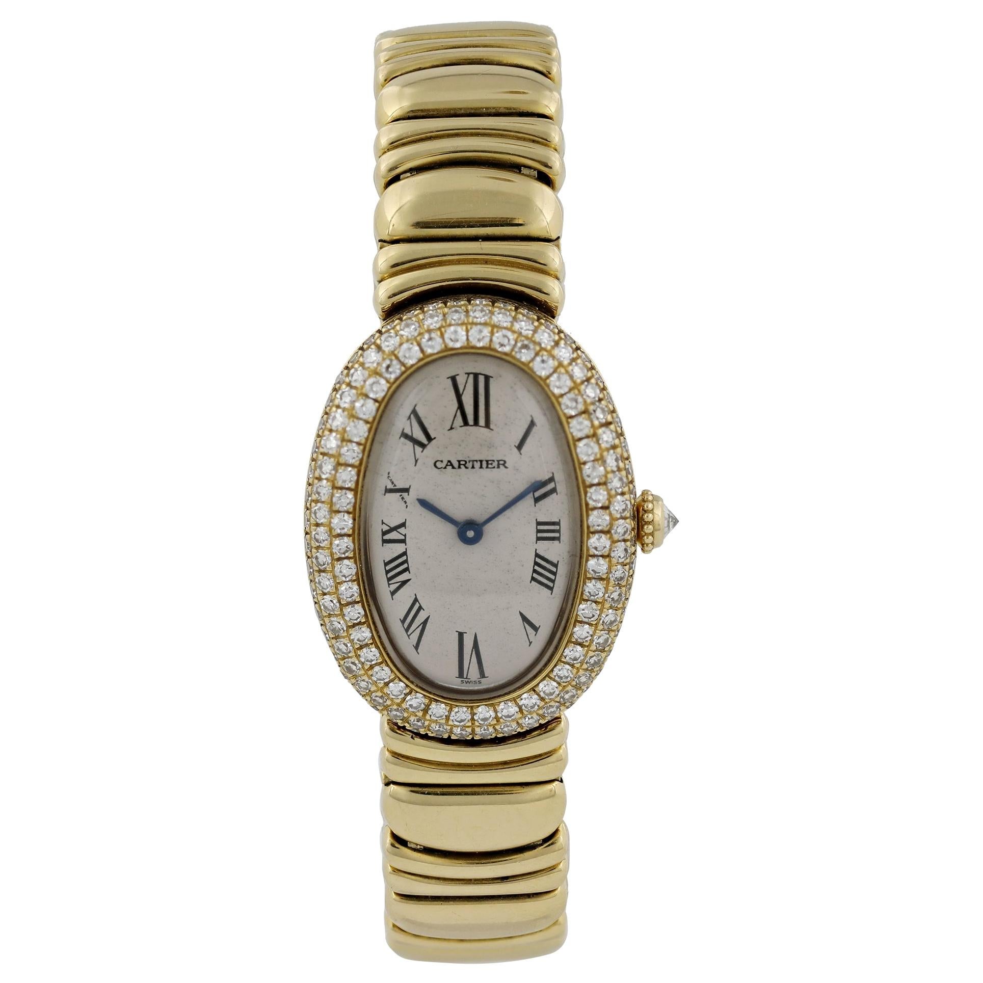 Cartier Baignoire 1950 18 Karat Yellow Gold Ladies Watch For Sale