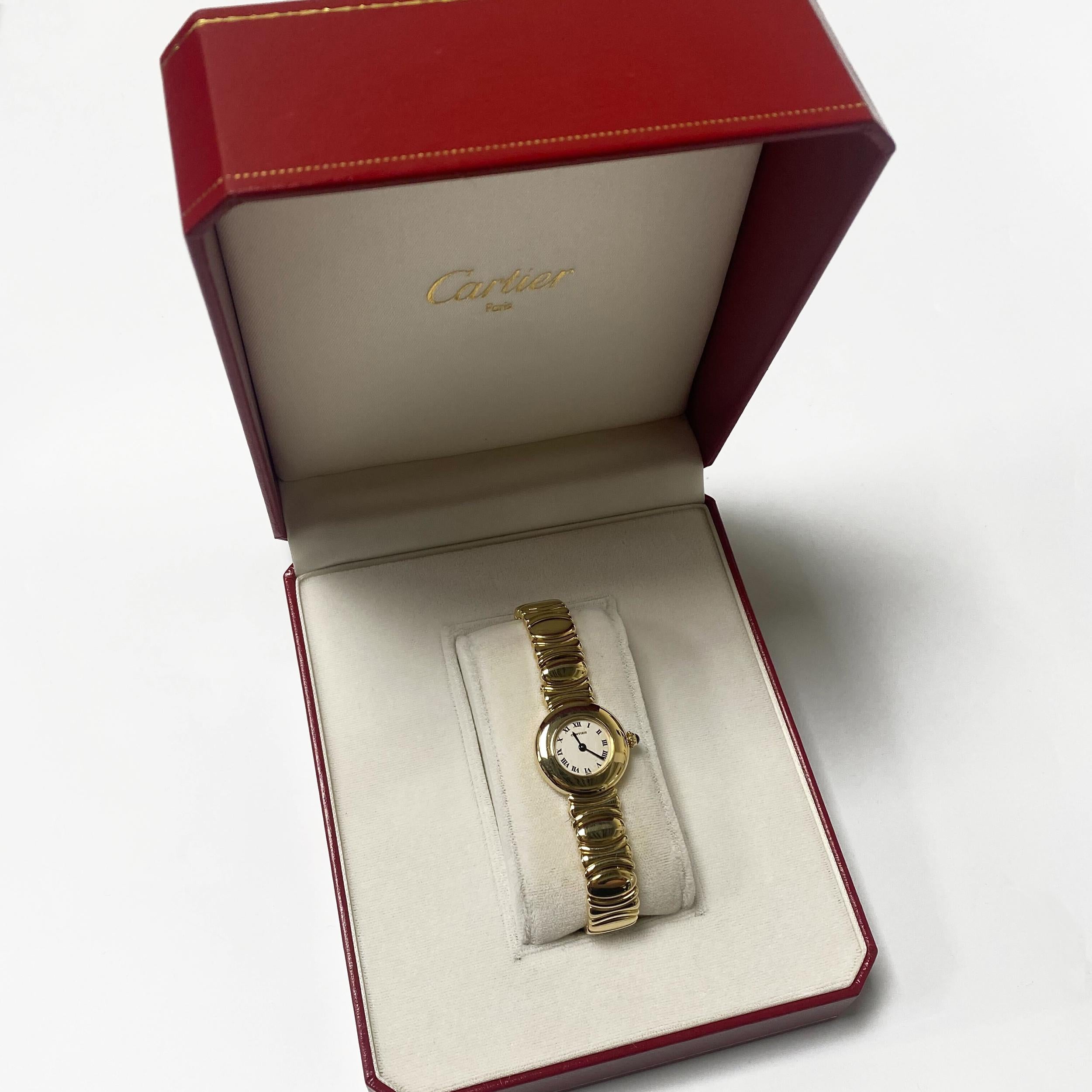 Cartier Baignoire 18K Yellow Gold Off White Dial Ladies Quartz Watch 8057 1