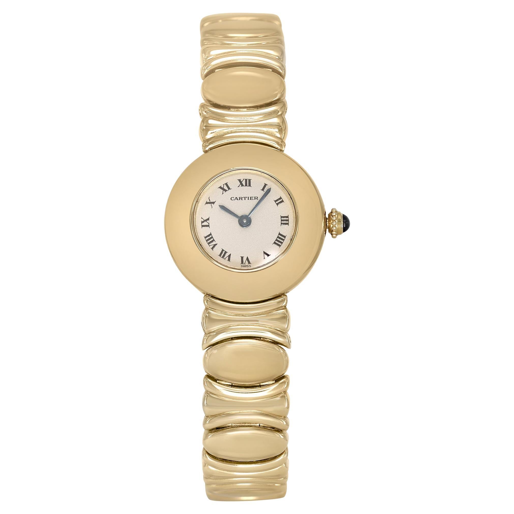 Cartier Baignoire 18K Yellow Gold Off White Dial Ladies Quartz Watch 8057