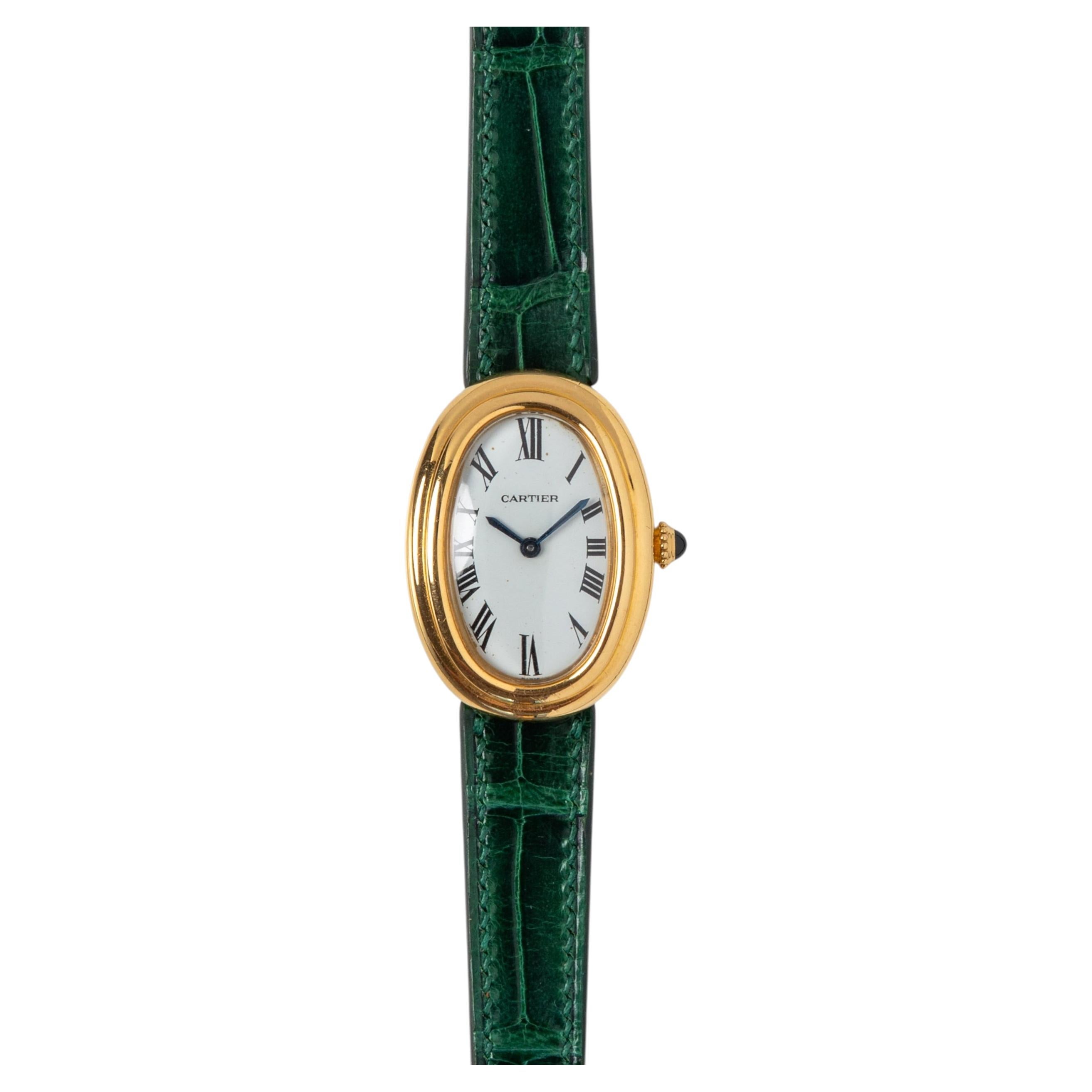 Cartier Baignoire 78094 Double Step Pointed Paris Dial 18k YG 1970s