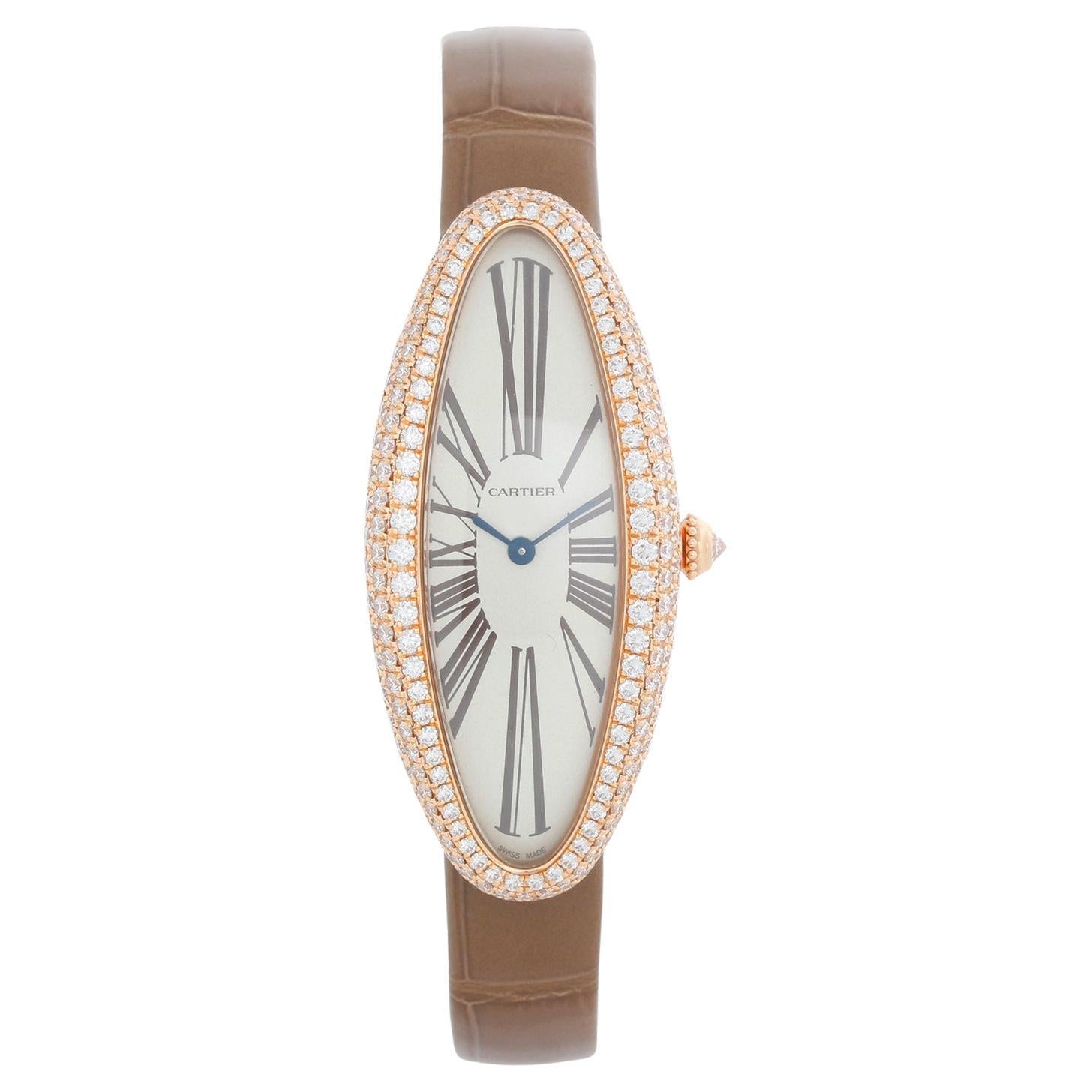 Cartier Baignoire Allongée 18K Rose Gold Ladies Watch WJBA0006