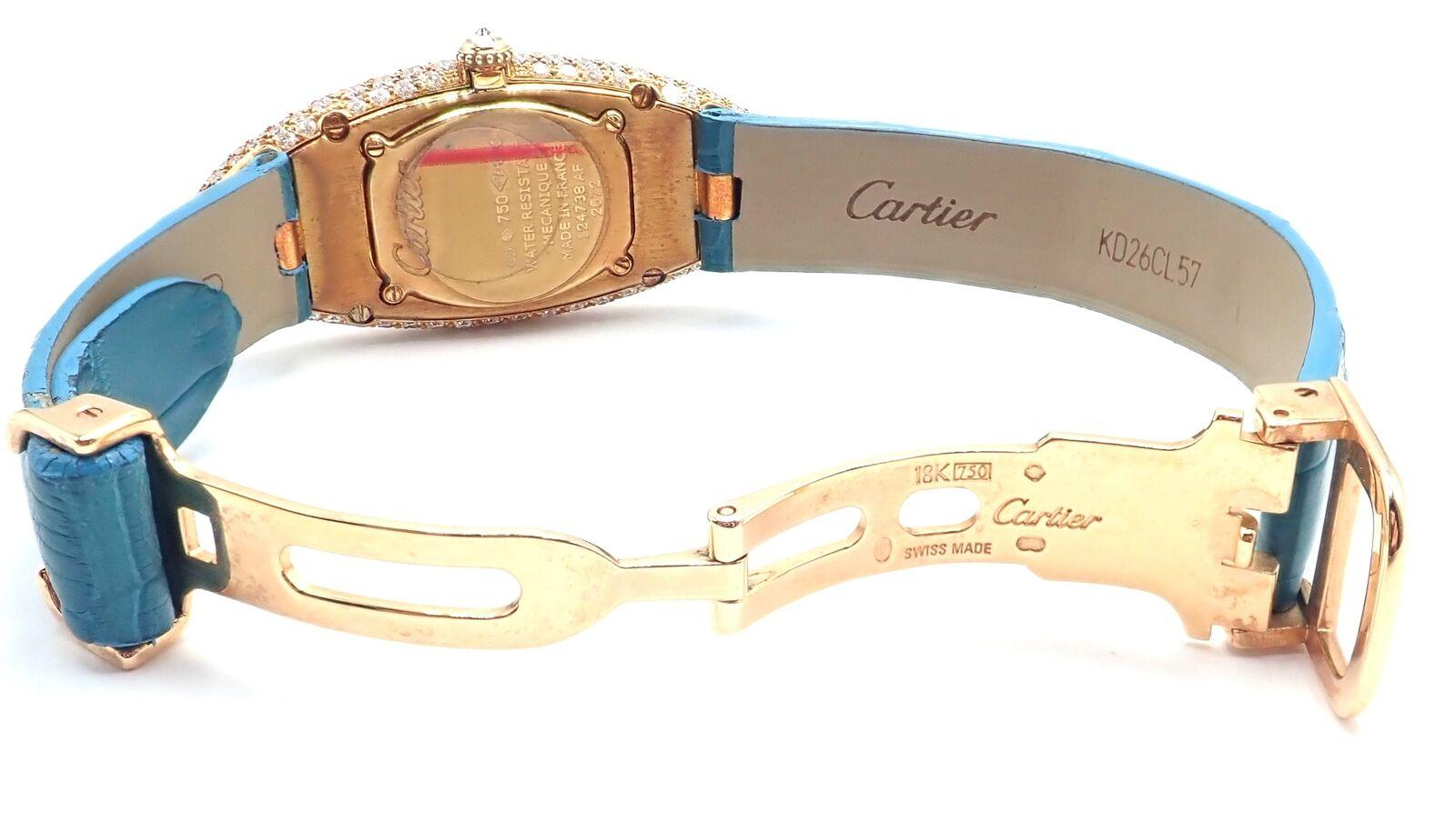 Women's or Men's Cartier Baignoire Allongée Diamond Rose Gold Mechanical Watch Ref. 2672