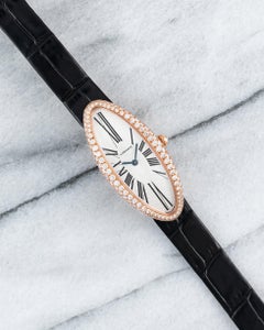 Cartier Baignoire Allongée Diamond Set Watch in 18K Rose Gold, 2000s
