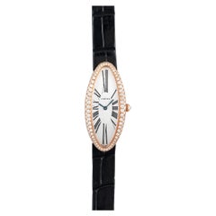 Reloj Cartier Baignoire Allongée engastado con diamantes, oro rosa de 18 quilates, años 2000