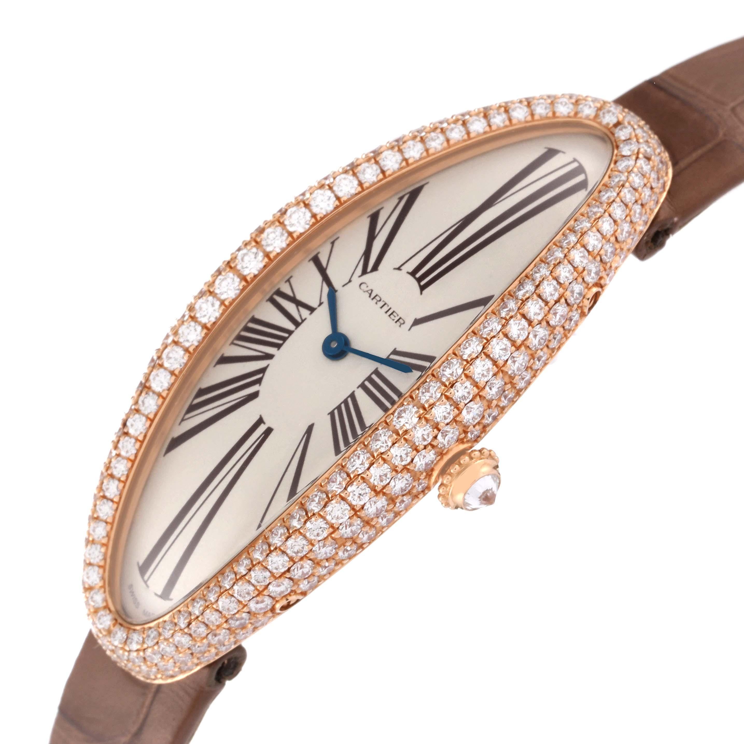 Cartier Baignoire Allongee Rose Gold Diamond Ladies Watch WJBA0006 For Sale 1