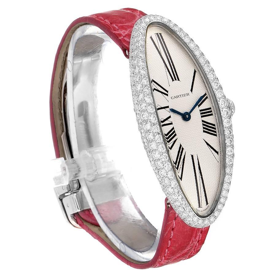 Cartier Cartier Baignoire Allongee Weißgold Diamant Damenuhr WB510931 im Zustand „Gut“ im Angebot in Atlanta, GA
