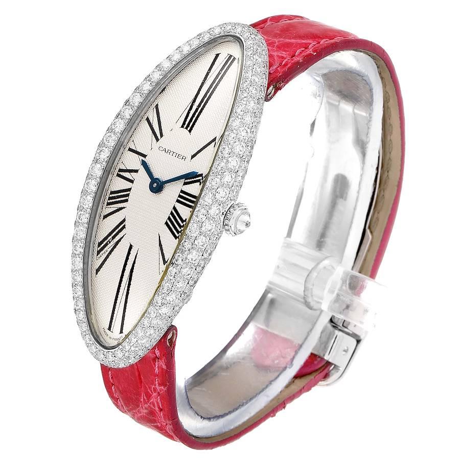 Cartier Cartier Baignoire Allongee Weißgold Diamant Damenuhr WB510931 im Angebot 1
