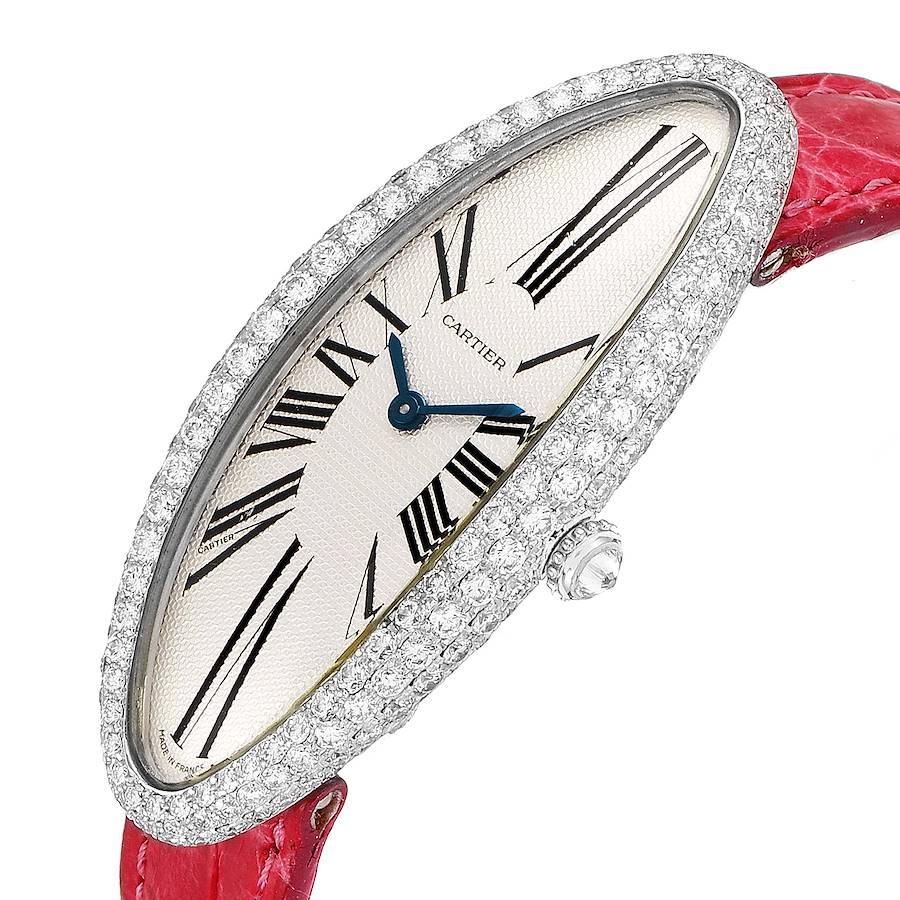 Cartier Cartier Baignoire Allongee Weißgold Diamant Damenuhr WB510931 im Angebot 2