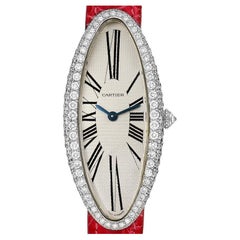 Cartier Baignoire Allongee White Gold Diamond Ladies Watch WB510931