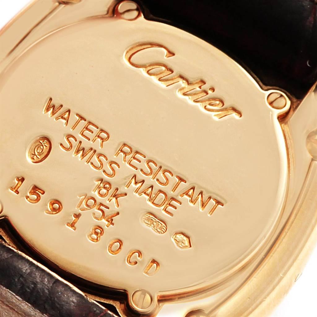 Cartier Baignoire Burgundy Strap Yellow Gold Diamond Ladies Watch 1954 3
