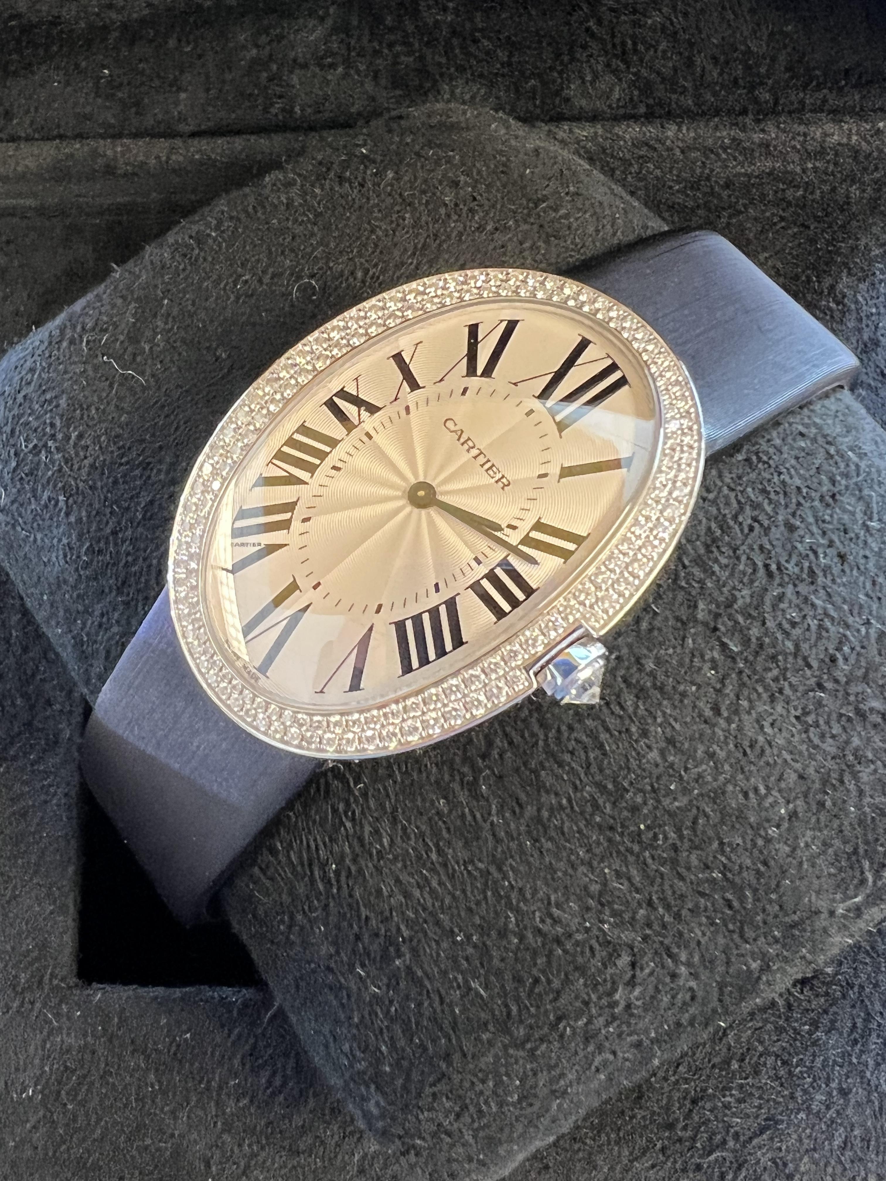 Contemporary Cartier Baignoire Certified Mint Complete Set With Original Receipt White Gold For Sale