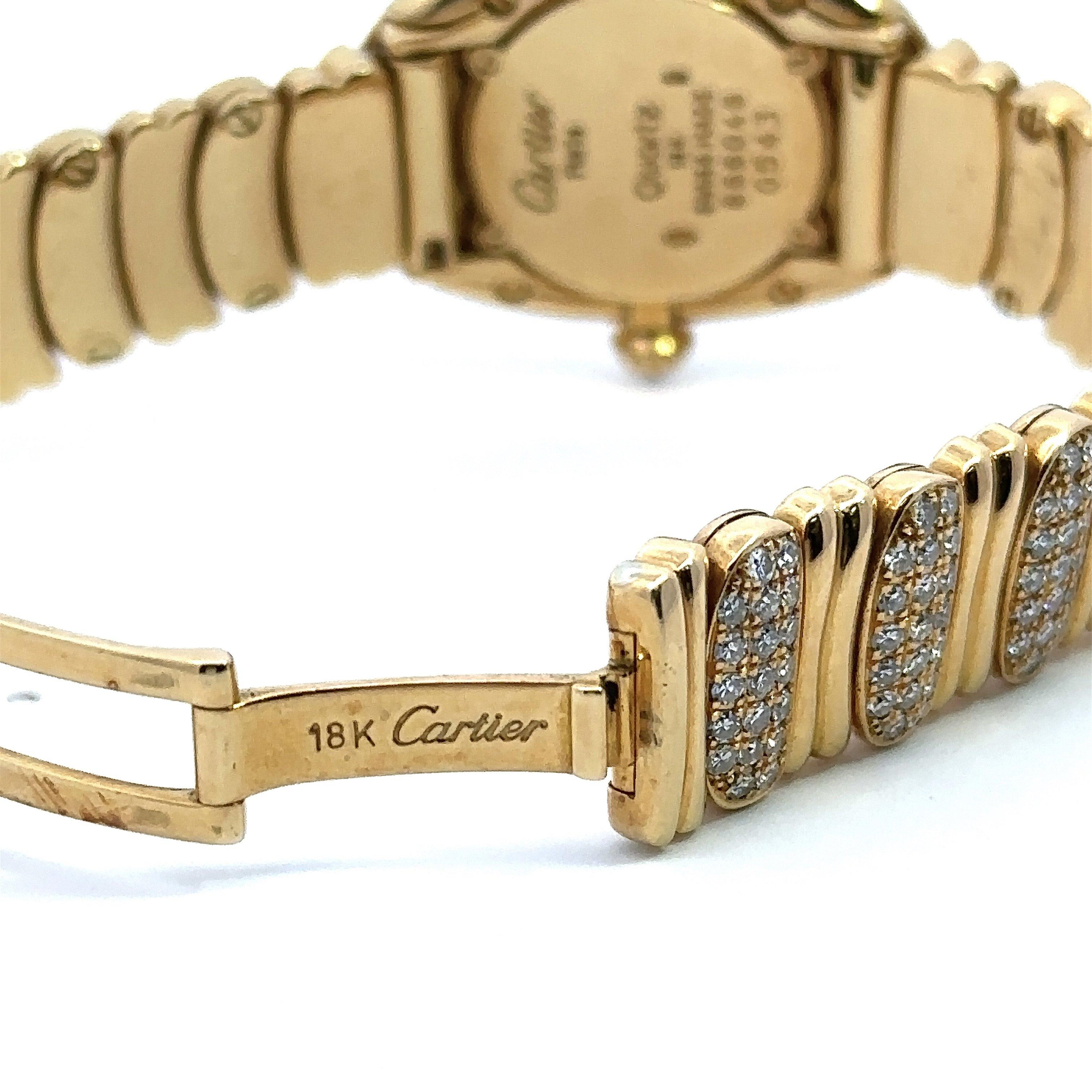 Cartier Baignoire Diamond Bezel & Band 18K Gold Watch Box & Papers 3