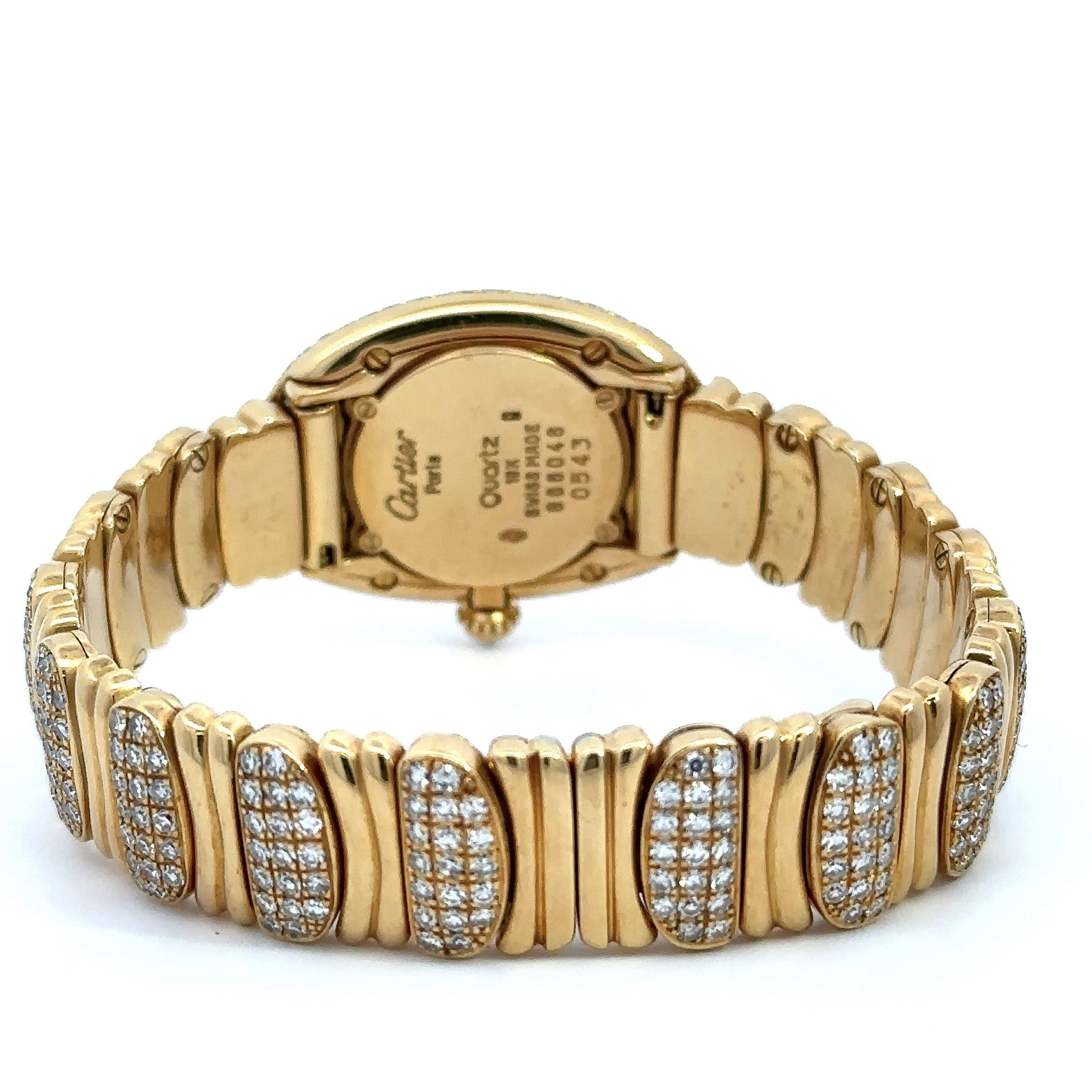 Women's Cartier Baignoire Diamond Bezel & Band 18K Gold Watch Box & Papers