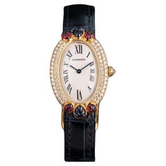 Cartier Baignoire Diamond, Ruby and Sapphire set
