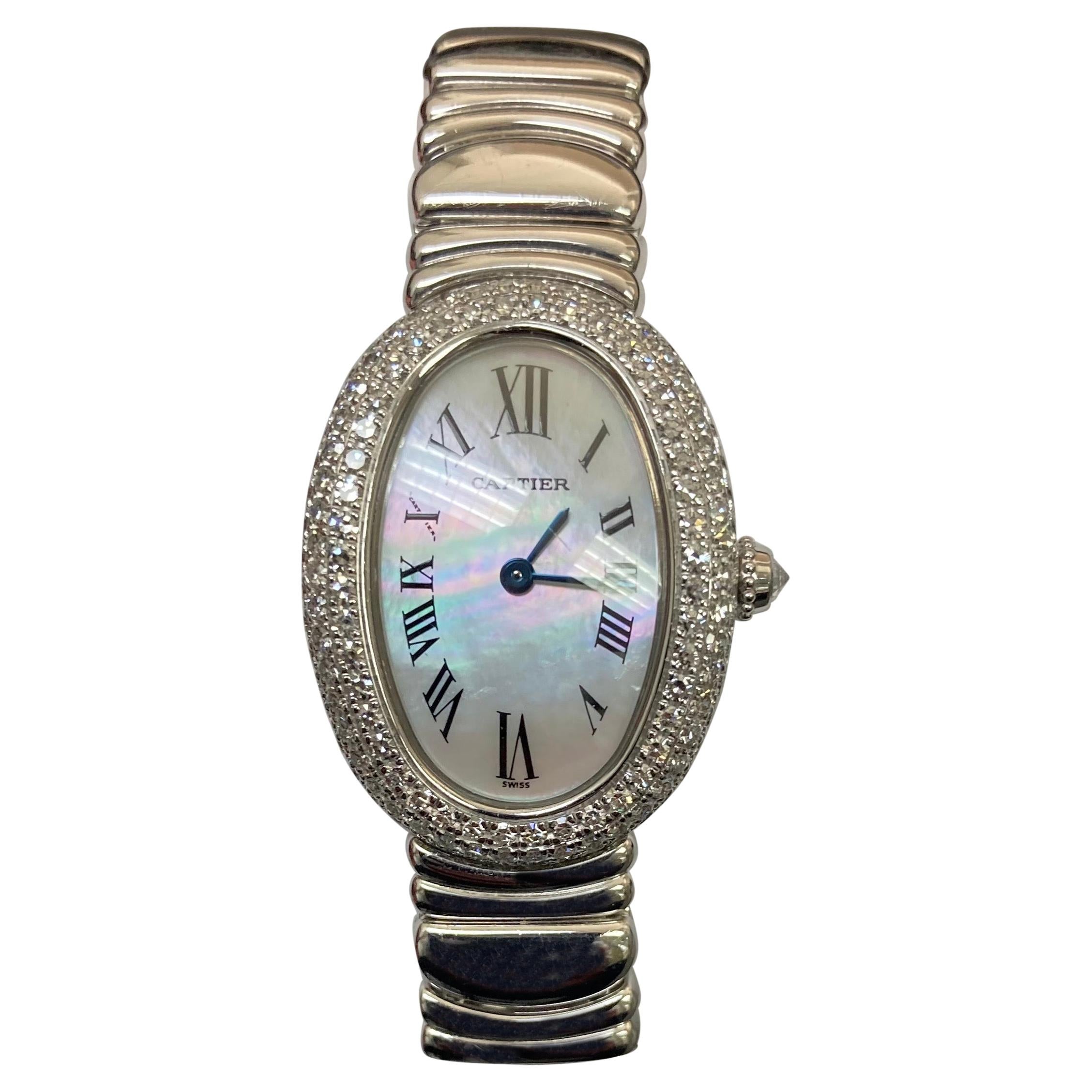 Cartier Baignoire Diamond White Gold Wristwatch