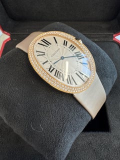 Cartier Baignoire Factory Diamonds 18k Rose Gold Satin Strap