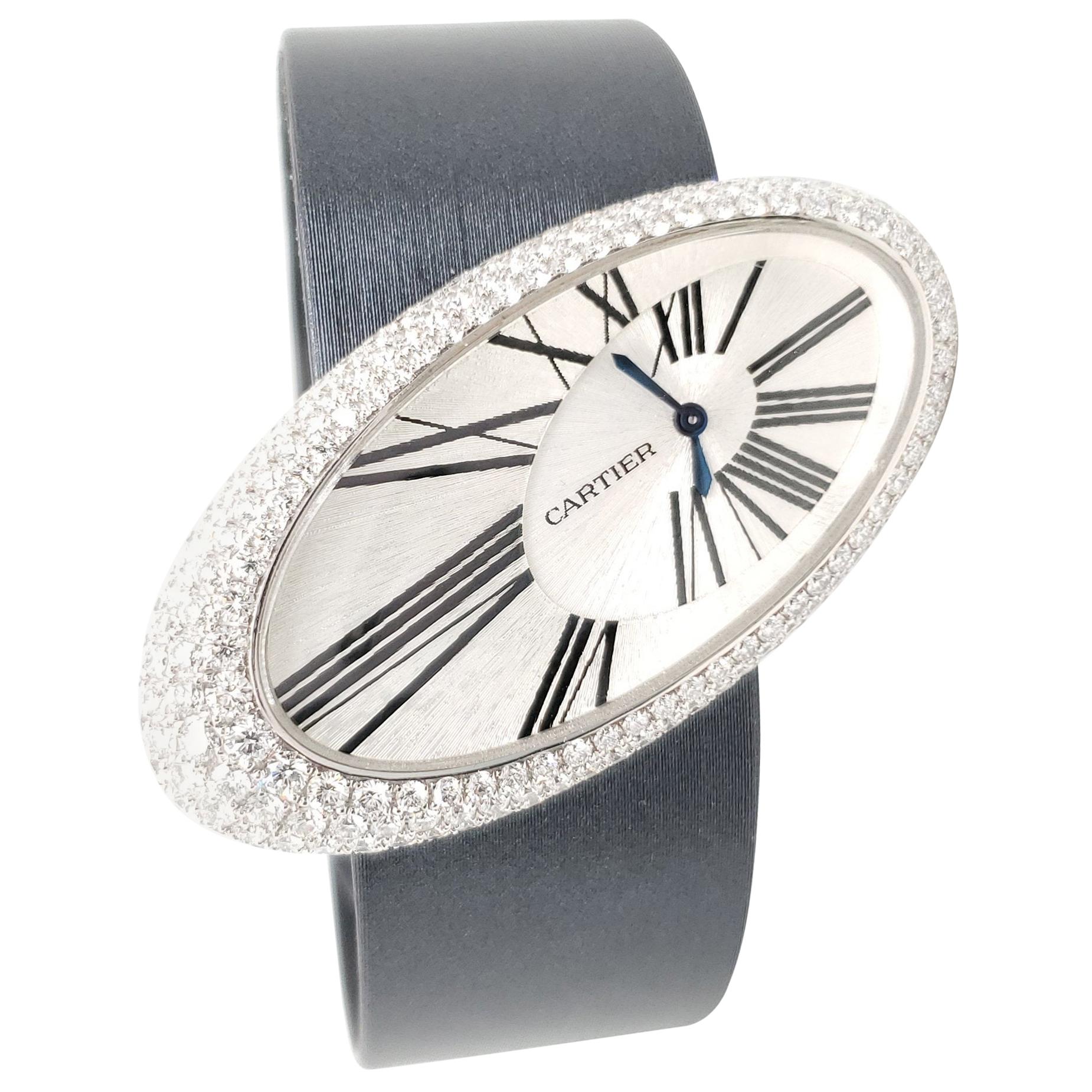 Cartier Baignoire Hypnose Diamond Ladies Watch on Satin Strap