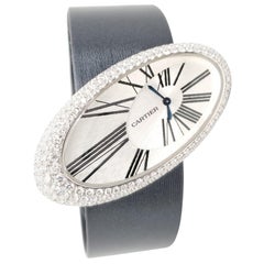 Montre pour femme Cartier Baignoire Hypnose Diamant sur bracelet en satin