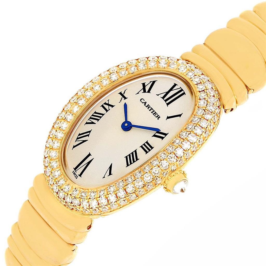 Women's Cartier Baignoire Joaillerie 18 Karat Yellow Gold Diamond Ladies Watch, 1950