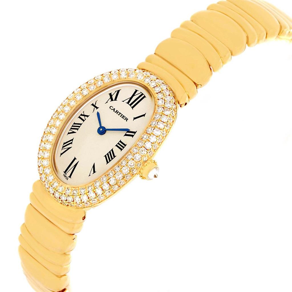 Cartier Baignoire Joaillerie 18 Karat Yellow Gold Diamond Ladies Watch, 1950 4