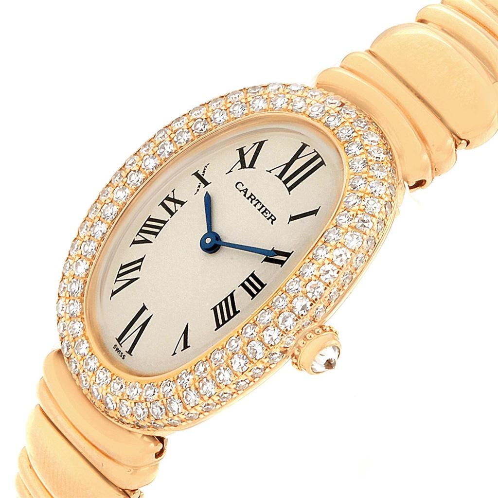 Cartier Baignoire Joaillerie 18 Karat Yellow Gold Diamond Ladies Watch, 1950 In Excellent Condition In Atlanta, GA