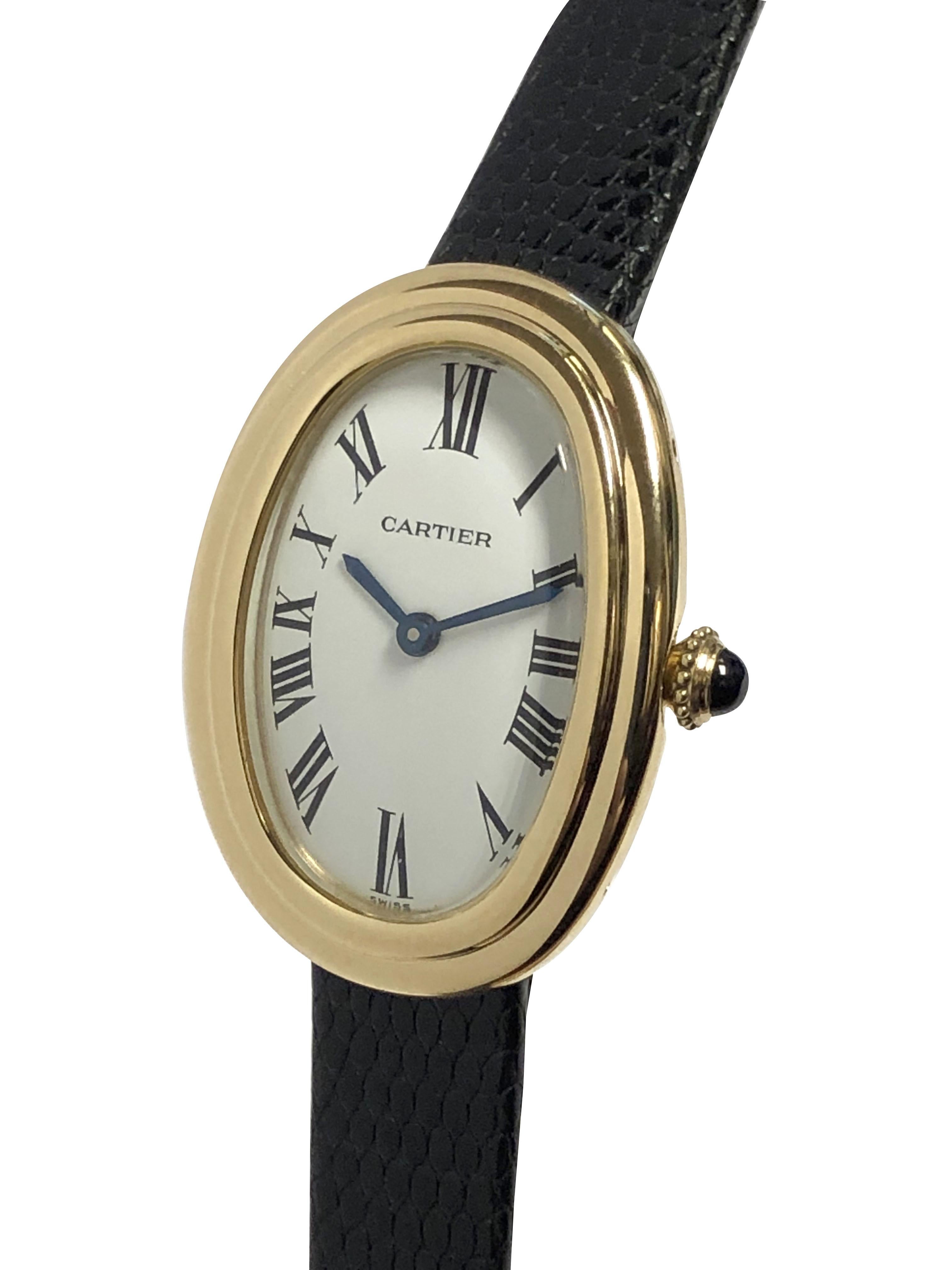 Cartier Baignoire Ladies Yellow Gold Mechanical Wrist Watch In Excellent Condition In Chicago, IL